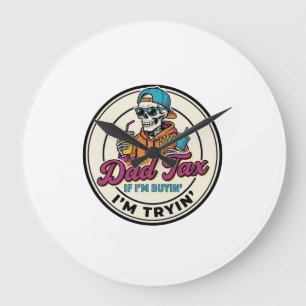 Vatertag Skelett Fast Food Humor T-Shirt Design_1 Große Wanduhr