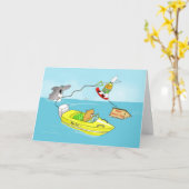 Vatertag Sonniges Wasserski mit Haikarte Karte (Gelbe Blume)