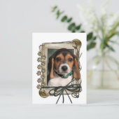 Vatertag - Steinpfähle - Beagle Welpe Postkarte (Stehend Vorderseite)