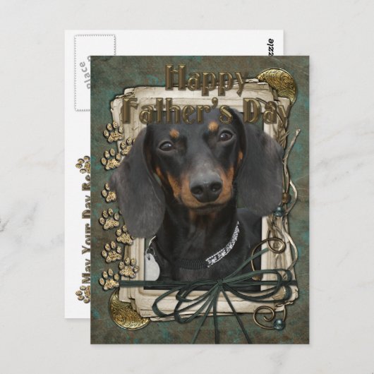 Vatertag - Steinpfähle - Dackel - Winston Postkarte (Vorne/Hinten)