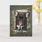 Vatertag - Steinpfähle - Französischer Bulldog - A Karte (Gelbe Blume)