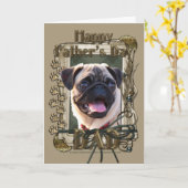 Vatertag - Steinpfähle - Mops Karte (Gelbe Blume)