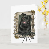 Vatertag - Steinpfähle - Mops - Ruffy Karte (Gelbe Blume)