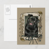 Vatertag - Steinpfähle - Mops - Ruffy Postkarte (Vorne/Hinten)
