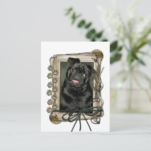 Vatertag - Steinpfähle - Mops - Ruffy Postkarte (Stehend Vorderseite)