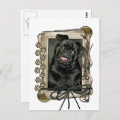 Vatertag - Steinpfähle - Mops - Ruffy Postkarte (Vorne/Hinten)