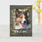 Vatertag - Steinpfähle - Sheltie Karte (Gelbe Blume)