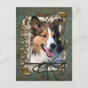 Vatertag - Steinpfähle - Sheltie Postkarte