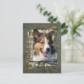 Vatertag - Steinpfähle - Sheltie Postkarte (Stehend Vorderseite)