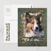 Vatertag - Steinpfähle - Sheltie Postkarte (Vorne/Hinten)