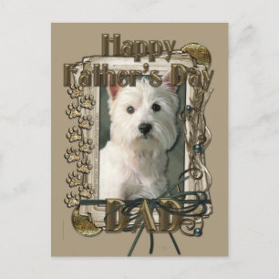 Vatertag - Steinpfähle - West Highland Terrier Postkarte