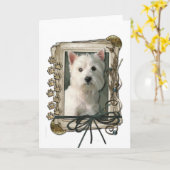 Vatertag - Steinpfähle - Westie Karte (Gelbe Blume)