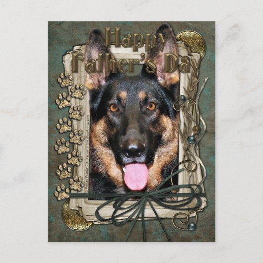 Vatertag - Steinpfeifen - Deutscher Schäferhund -  Postkarte (Vorderseite)