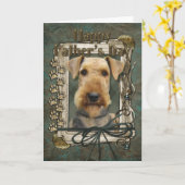 Vatertag - Steintatzen - Airedale Karte (Gelbe Blume)