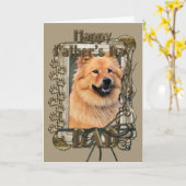 Vatertag - Steintatzen - Chow-Chow - Cinny Karte (Gelbe Blume)