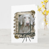Vatertag - Steintatzen - Weimaraner Karte (Gelbe Blume)