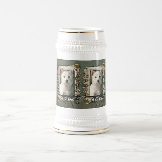 Vatertag - Steintatzen - Westie Bierglas (Mittel)