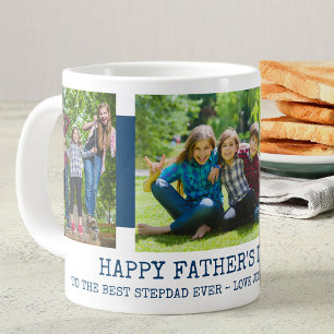 Vatertag Stiefvater 3 Foto Blau Jumbo-Tasse