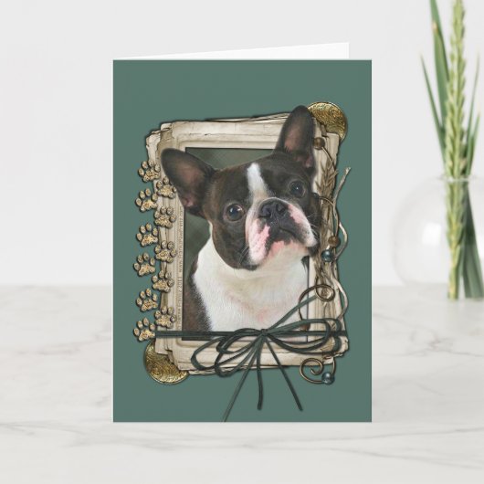 Vatertag - Stone Paws - Boston Terrier Karte (Vorderseite)