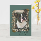 Vatertag - Stone Paws - Boston Terrier Karte (Gelbe Blume)