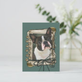 Vatertag - Stone Paws - Boston Terrier Postkarte (Stehend Vorderseite)