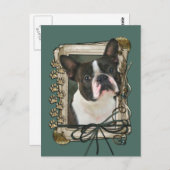 Vatertag - Stone Paws - Boston Terrier Postkarte (Vorne/Hinten)