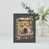 Vatertag - Stone Paws - Shar Pei Postkarte (Stehend Vorderseite)