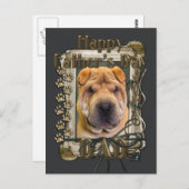 Vatertag - Stone Paws - Shar Pei Postkarte (Vorne/Hinten)