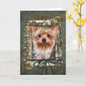 Vatertag - Stone Paws - Yorkshire Terrier Karte (Gelbe Blume)