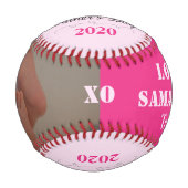 Vatertag Triplet Girl's Pink Foto Baseball (Rückseite)