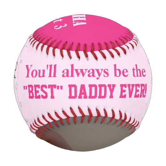 Vatertag Triplet Girl's Pink Foto Baseball (Vorderseite)