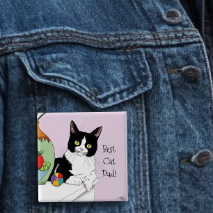 Vatertag Tuxedo Katze Button