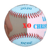 Vatertag Twin Boy Blue Pink Foto Baseball (Rückseite)