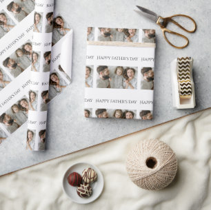 Vatertag Umschlagpapier mit 3 Fotos & Text Geschenkpapier