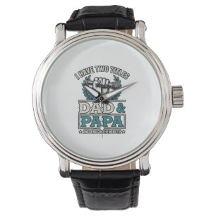 Vatertag Und Papa Rock Titel Vintage Mikrofon Shir Armbanduhr