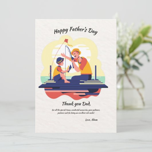 Vatertag und Sohn Fischen Vatertag Karte (Stehend Vorderseite)