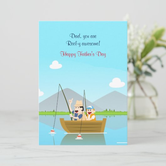Vatertag und Sohn Fischen Vatertag Karte (Stehend Vorderseite)