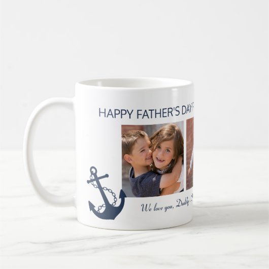 Vatertag Vater 3 FotoCollage Kaffeetasse (Links)