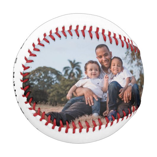 Vatertag Vater mit Kids Custom Foto Baseball (Vorderseite Links)