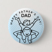 Vatertag Vater mit Kind Cartoon Button (Vorderseite)