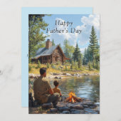 Vatertag Vater & Sohn Blockhütte Campfire (Vorne/Hinten)