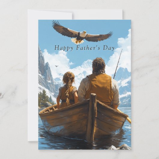 Vatertag Vater und Tochter beim Angeln (Vorderseite)