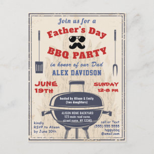 Vatertag Vintage Style BBQ-Party-Einladung Postkarte