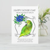 Vatertag vom Papageienvogel auf Weiß Feiertagskarte (Stehend Vorderseite)