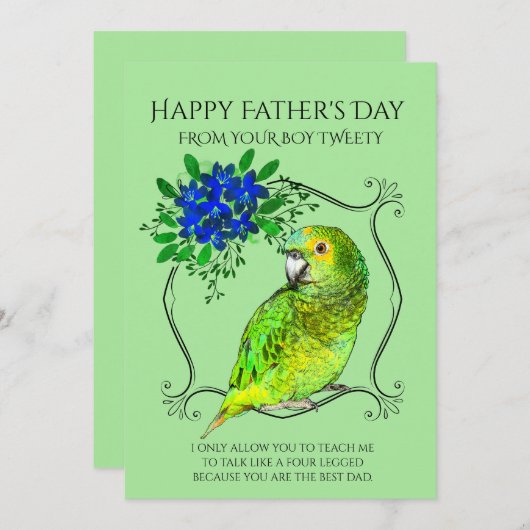 Vatertag vom Papageienvogel Feiertagskarte (Vorne/Hinten)