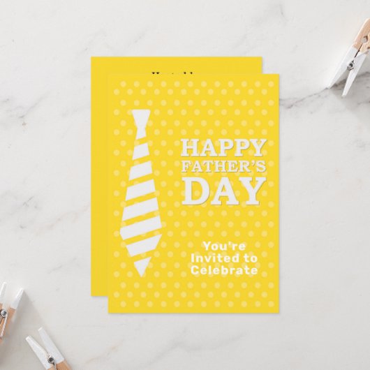 Vatertag Weiße Krawatte Gelbe Punkte Abendessen Pa Einladung (Vorderseite/Rückseite Beispiel)