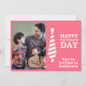 Vatertag Weiße Krawatte rosa Punkte hinzufügen Par Einladung (Vorderseite)