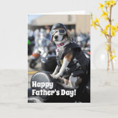 Vatertag Witzhund auf Motorrad Karte (Gelbe Blume)