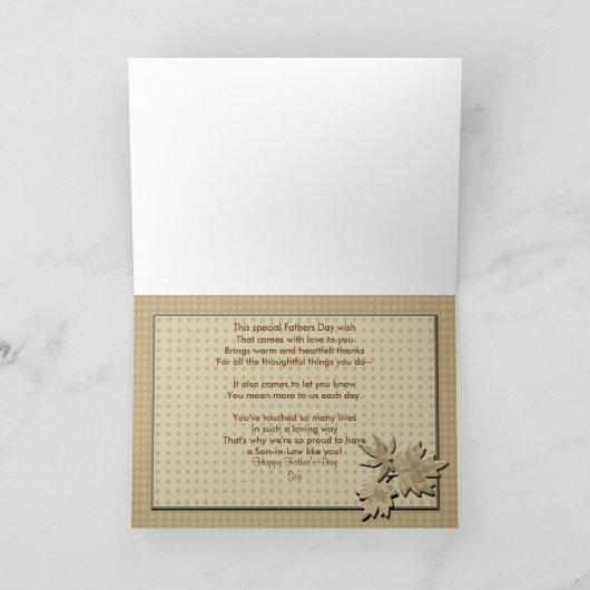 Vatertag - zu unserem Schwiegersohn Karte (Innenseite)