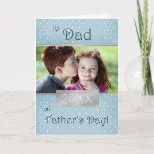 Vatertag zum Vater Blue Custom Foto & Year Karte